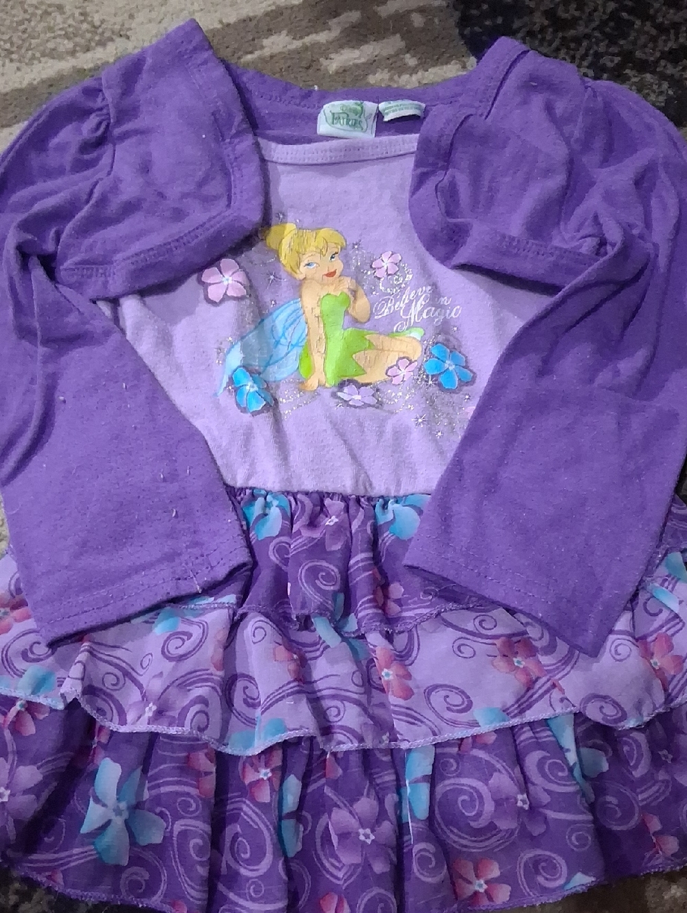 Disney Purple Tinker Bell Ruffle Dress with Shrug